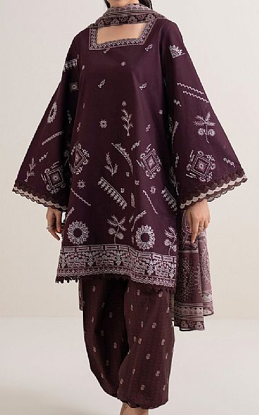 Sapphire Wine Berry Cotton Suit | Pakistani Lawn Dress in USA- Image 1