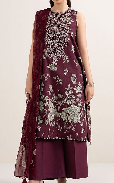 Sapphire Wine Berry Cotton Suit | Pakistani Lawn Dress in USA- Image 1