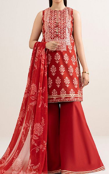 Sapphire Red Cotton Suit | Pakistani Lawn Dress in USA- Image 1