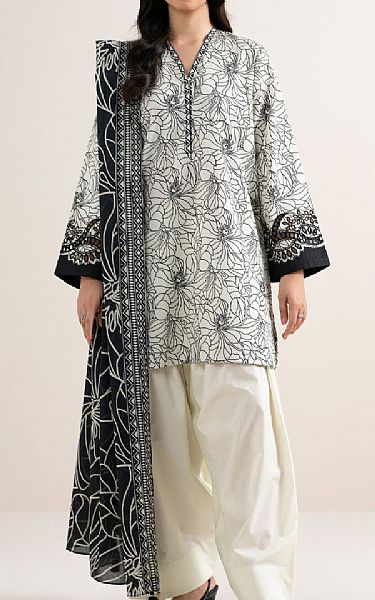 Sapphire Off White/Black Lawn Suit | Pakistani Lawn Dress in USA- Image 1