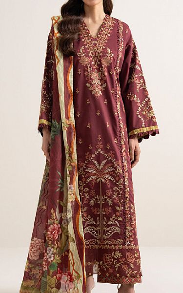 Sapphire Light Burgundy Lawn Suit | Pakistani Lawn Dress in USA- Image 1