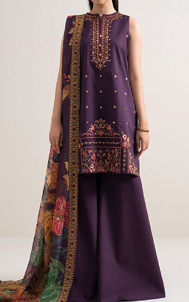 Sapphire Plum Cotton Suit | Pakistani Lawn Dress in USA- Image 1