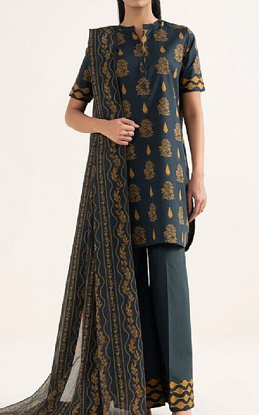 Sapphire Black/Orange Lawn Suit (2 pcs) | Pakistani Lawn Dress in USA- Image 1