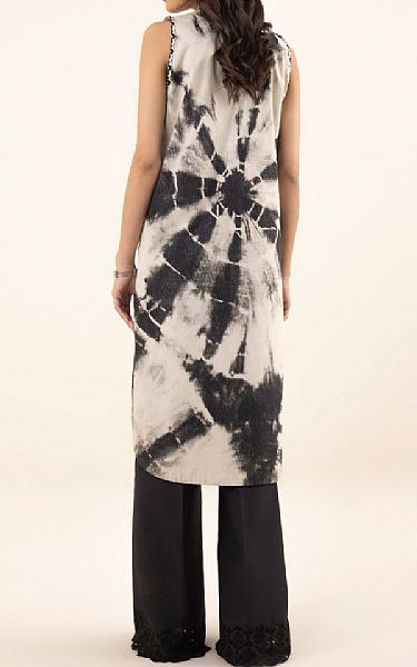 Sapphire White/Black Cambric Kurti | Pakistani Winter Dresses- Image 2