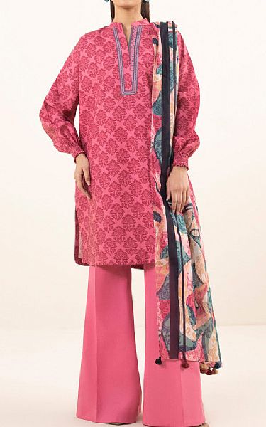 Sapphire Pink Cambric Suit (2 pcs) | Pakistani Winter Dresses- Image 1