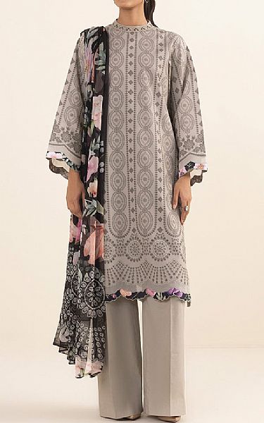 Sapphire Pastel Grey Cambric Suit | Pakistani Winter Dresses- Image 1