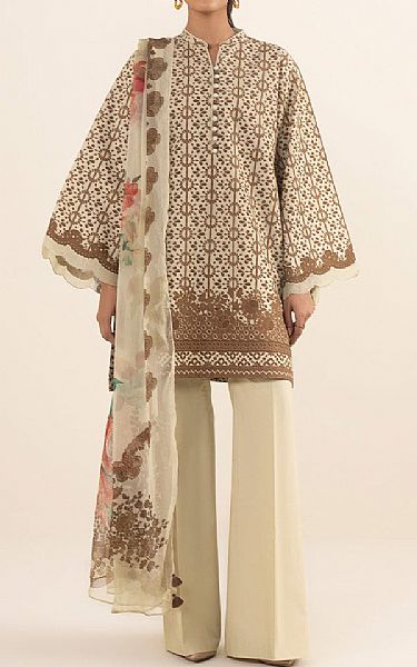 Sapphire Beige Cambric Suit | Pakistani Winter Dresses- Image 1