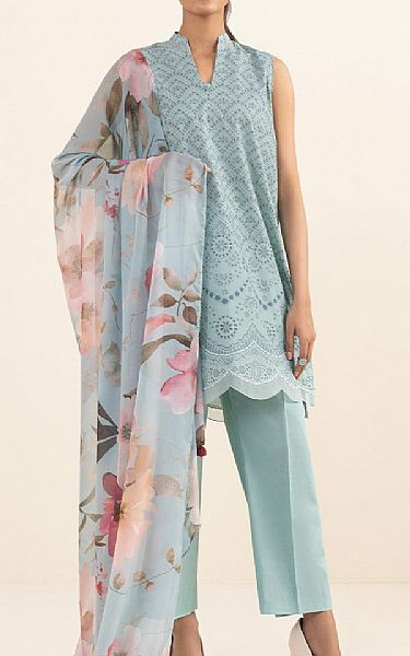 Sapphire Sky Blue Cambric Suit | Pakistani Winter Dresses- Image 1