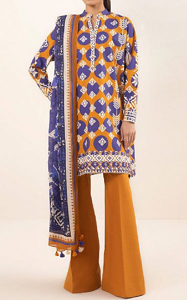 Sapphire Orange Cambric Suit | Pakistani Winter Dresses- Image 1