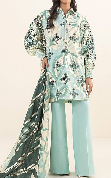 Sapphire Pearl Bush/Almond Cambric Suit | Pakistani Winter Dresses- Image 1