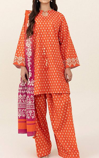 Sapphire Safety Orange Cambric Suit | Pakistani Winter Dresses- Image 1
