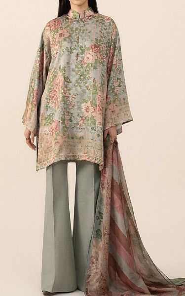 Sapphire Laurel Green Satin Suit | Pakistani Embroidered Chiffon Dresses- Image 1