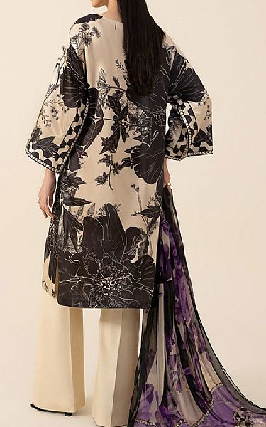 Sapphire Black/Beige Satin Suit | Pakistani Embroidered Chiffon Dresses- Image 2