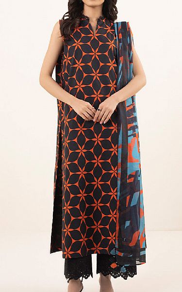 Sapphire Black/Orange Cotton Suit (2 pcs) | Pakistani Winter Dresses- Image 1