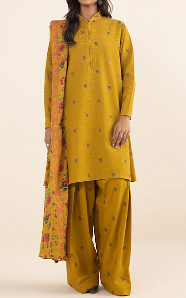 Sapphire Mustard Yellow Dobby Suit | Pakistani Winter Dresses- Image 1