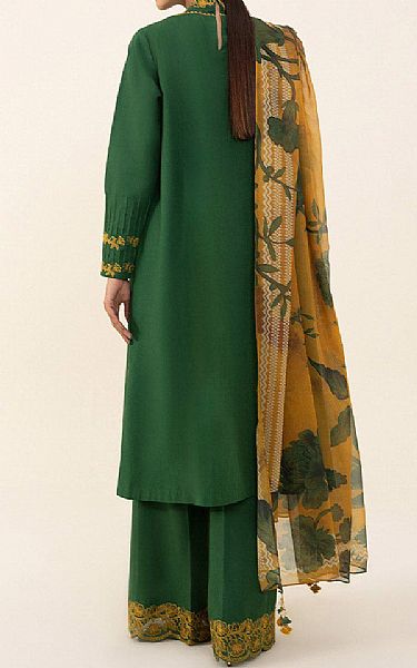 Sapphire Green Cambric Suit | Pakistani Winter Dresses- Image 2