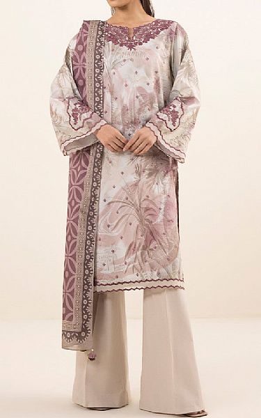 Sapphire Ivory/Wine Cambric Suit (2 pcs) | Pakistani Winter Dresses- Image 1