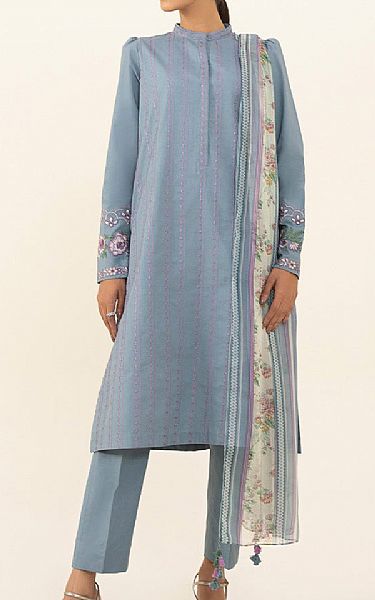 Sapphire Stone Blue Cambric Suit | Pakistani Winter Dresses- Image 1