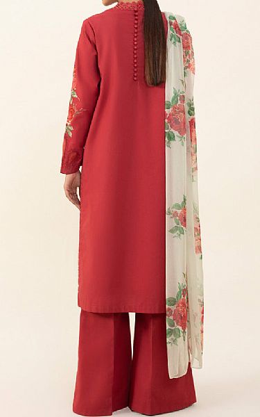 Sapphire Red/Ivory Cambric Suit | Pakistani Winter Dresses- Image 2