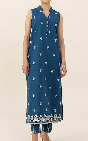 Sapphire Denim Blue Cambric Suit (2 pcs) | Pakistani Winter Dresses- Image 1
