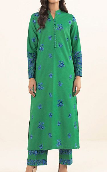Sapphire Sea Green Cambric Suit (2 pcs) | Pakistani Winter Dresses- Image 1