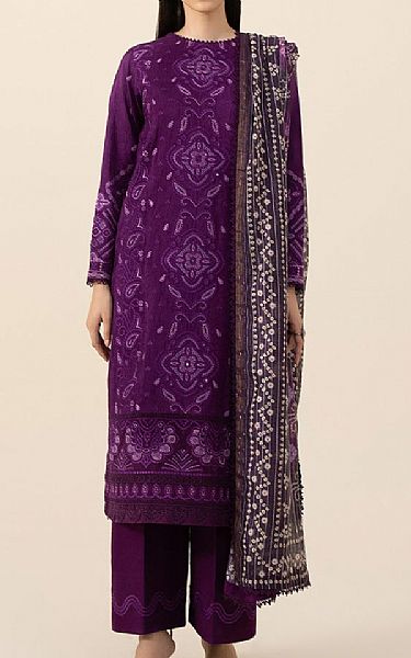 Sapphire Plum Silk Suit | Pakistani Embroidered Chiffon Dresses- Image 1