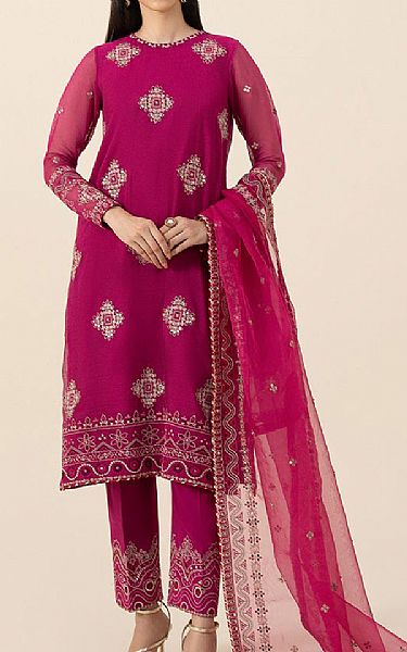Sapphire Berry Net Suit | Pakistani Embroidered Chiffon Dresses- Image 1