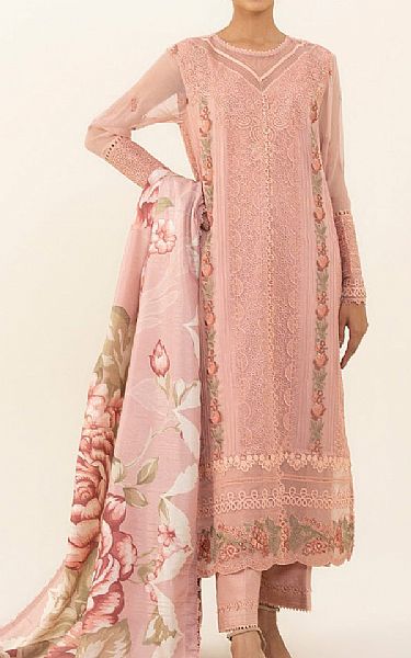 Sapphire Peach Pink Chiffon Suit | Pakistani Embroidered Chiffon Dresses- Image 1