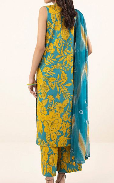 Sapphire Blue/Mustard Cotton Suit | Pakistani Winter Dresses- Image 2