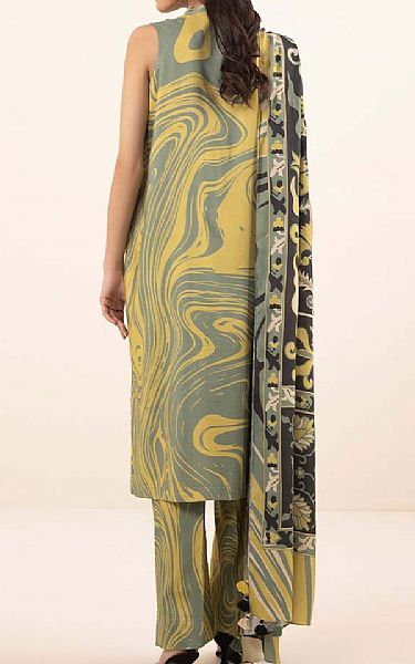 Sapphire Golden Sand/Grey Linen Suit | Pakistani Winter Dresses- Image 2