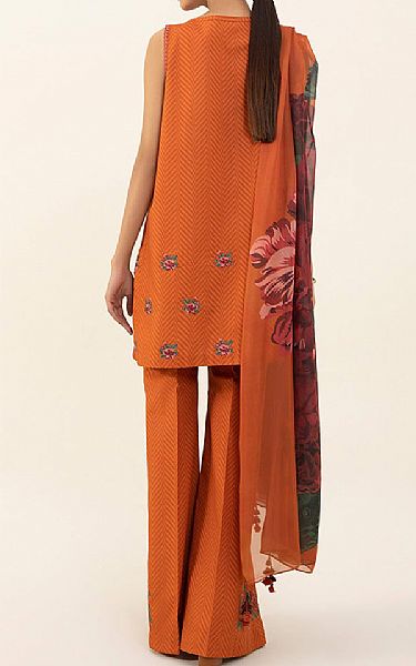 Sapphire Ginger Orange Cambric Suit | Pakistani Winter Dresses- Image 2
