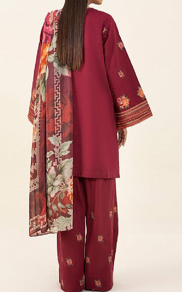 Sapphire Wine Red Cambric Suit | Pakistani Winter Dresses- Image 2