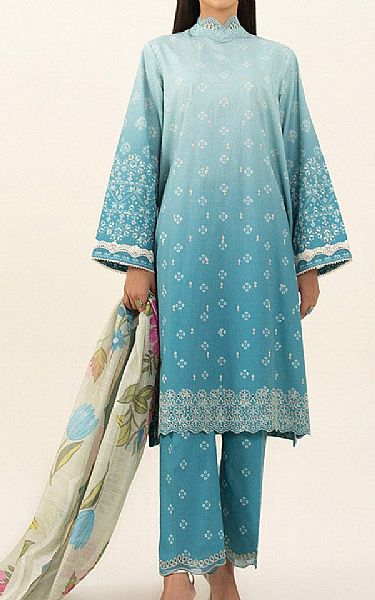 Sapphire Light Blue Cambric Suit | Pakistani Winter Dresses- Image 1