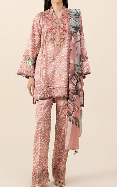 Sapphire Sea Pink Satin Suit | Pakistani Embroidered Chiffon Dresses- Image 1