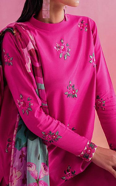 Sapphire Magenta Silk Suit | Pakistani Embroidered Chiffon Dresses- Image 2