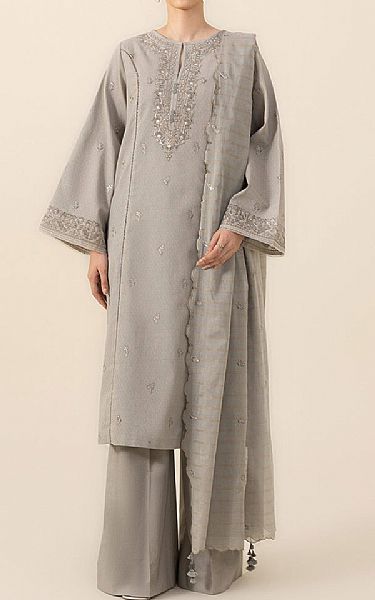 Sapphire Grey Dobby Suit | Pakistani Winter Dresses- Image 1