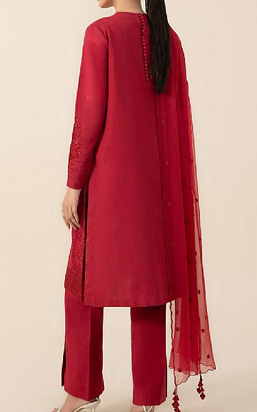 Sapphire Red Dobby Suit | Pakistani Winter Dresses- Image 2