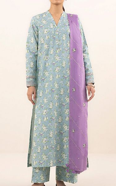 Sapphire Aqua Frost Cambric Suit | Pakistani Winter Dresses- Image 1
