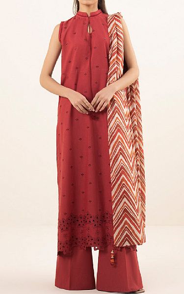 Sapphire Dull Red Cambric Suit | Pakistani Winter Dresses- Image 1