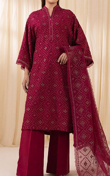 Sapphire Mulberry Raw Silk Suit | Pakistani Embroidered Chiffon Dresses USA- Image 1