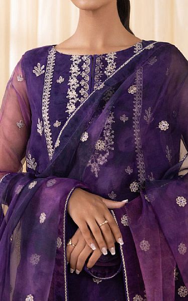 Sapphire Purple Organza Suit | Pakistani Embroidered Chiffon Dresses USA- Image 3