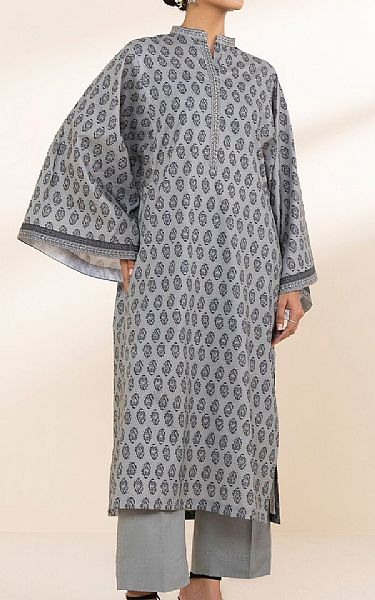 Sapphire Grey Lawn Kurti | Pakistani Lawn Dress in USA- Image 1