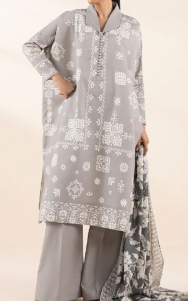 Sapphire Grey/Off White Lawn Suit | Pakistani Lawn Dress in USA- Image 1