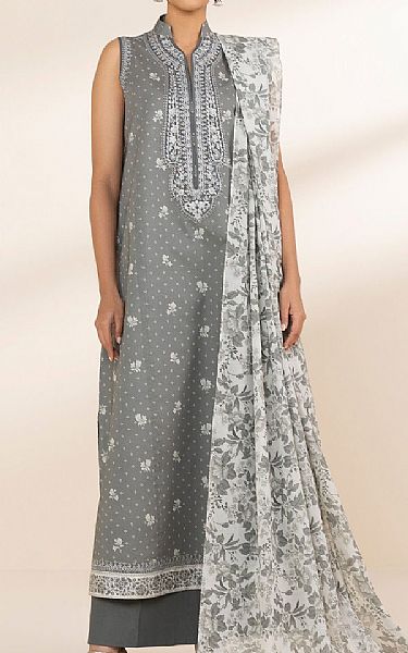 Sapphire Grey Lawn Suit (2 pcs) | Pakistani Lawn Dress in USA- Image 1