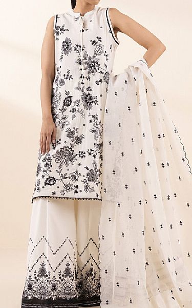 Sapphire Off White/Black Cotton Suit | Pakistani Lawn Dress in USA- Image 1