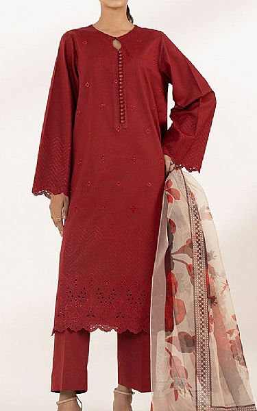 Sapphire Falu Red Dobby Suit | Pakistani Lawn Suits- Image 1