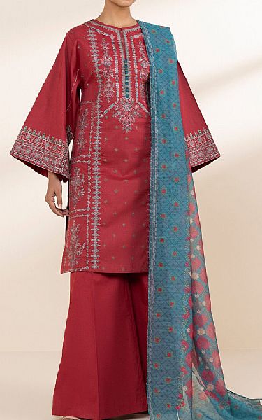 Sapphire Faded Red Lawn Suit | Pakistani Lawn Dress in USA- Image 1