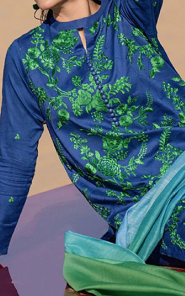 Sapphire Dusk Blue/Green Jacquard Suit | Pakistani Lawn Suits- Image 2