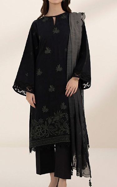 Sapphire Black Jacquard Suit | Pakistani Lawn Suits- Image 1