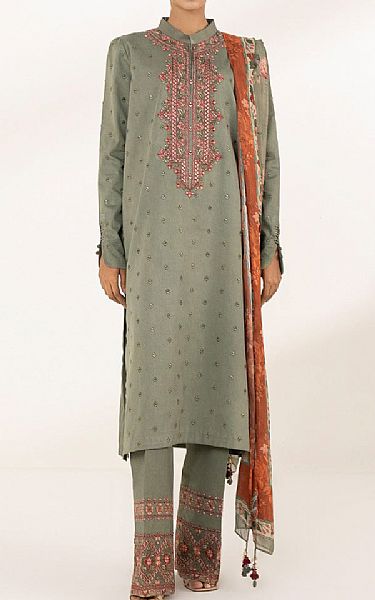 Sapphire Sage Green Cotton Suit | Pakistani Lawn Suits- Image 1
